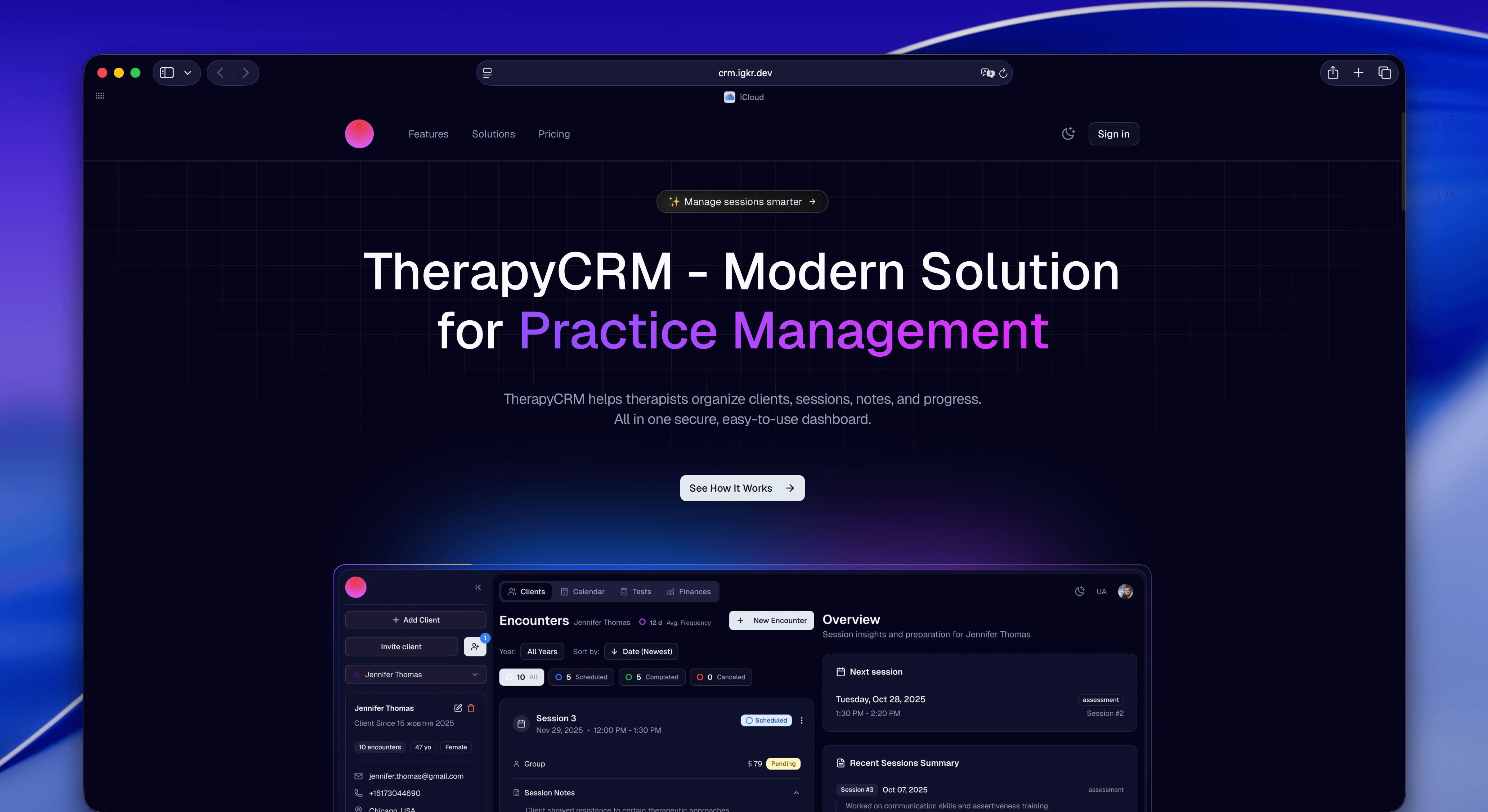 TherapyCRM app